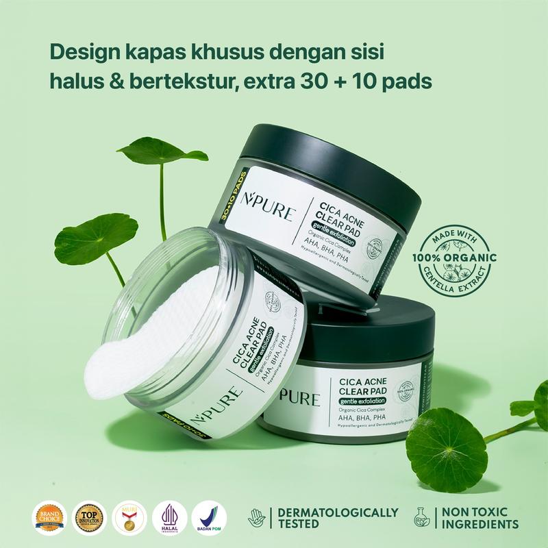【Paket Hemat】NPURE Bundle Exfo CICA Clear Pad + Licorice Brightening Pad /kapas eksfoliasi/skincare bundling set/kapas angkat sel kulit mati/kapas sel kulit mati/skincare/kapas komedo/kapas muka kering/muka jerawat/skincare rutin/paket skincare - 2