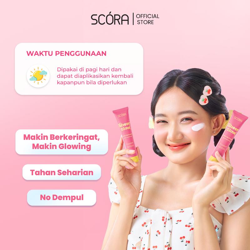 [GLOWING STARTER PACK] SCORA Gentle Low pH Cleanser 100ml + Sheer Glow Tone Up Cream 30gr + SCORA Moisturizer Gel - 3