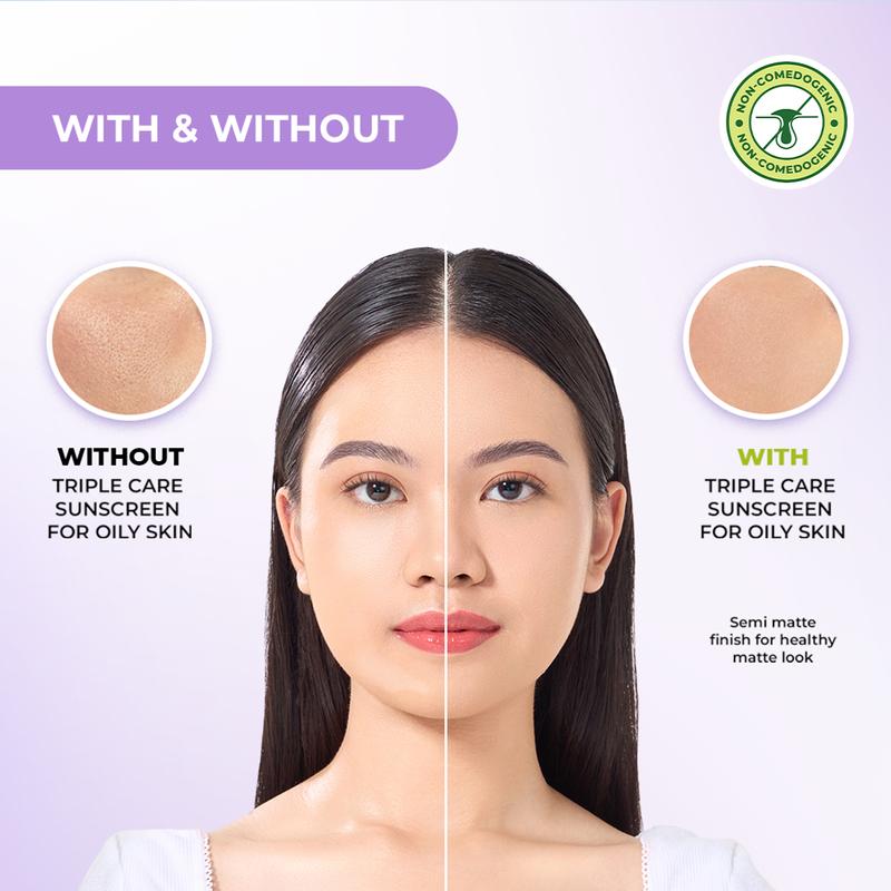 [New Matte Formula] Facetology Triple Care Sunscreen [IN VITRO IN VIVO TESTED] For Acne & Oily Skin SPF 40 PA+++ 40ML, Perawatan Wajah Berminyak & Berjerawat, Facial Acid - 5