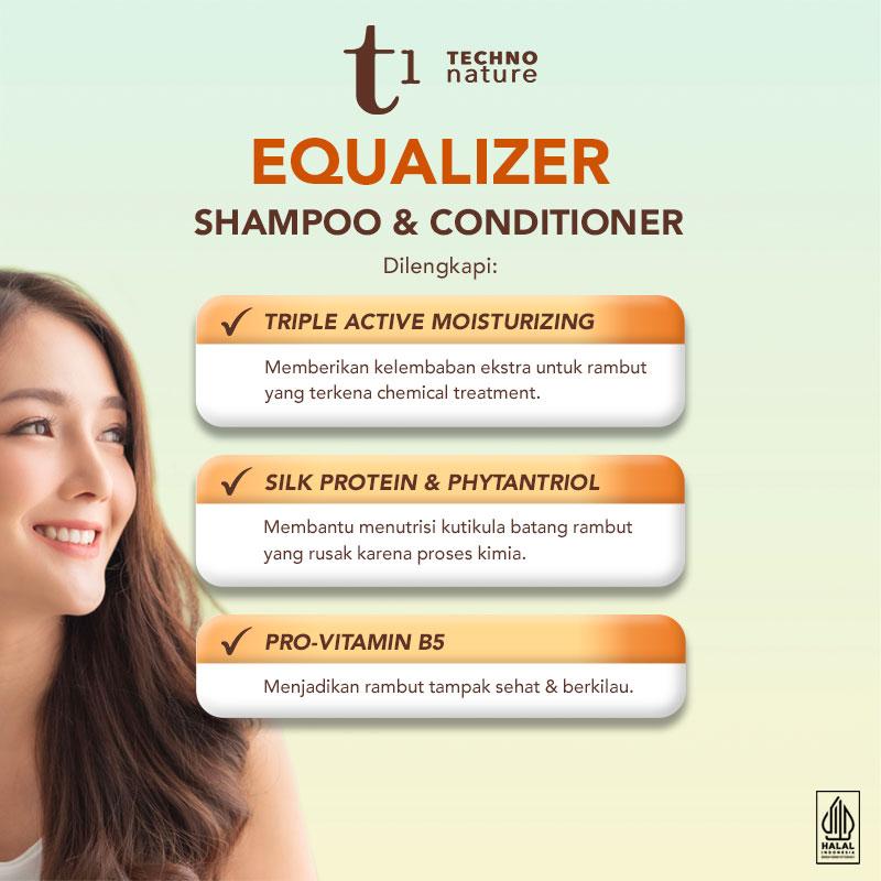 PAKET ISI 2 Makarizo T1 Techno Nature Equalizer Shampoo & Conditioner 180 mL - Shampo Conditioner Non SLS / Sampo Conditioner / Gentle Shampoo Conditioner / Paraben Free / No Sulfat / Hair Care Hair Treatment Perawatan Rambut / Haircare - 4