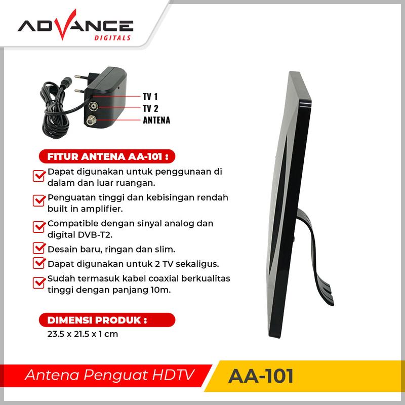 Antena Tv Digital Advance AA-101 antena tv digital indoor/outdoor kabel - 1