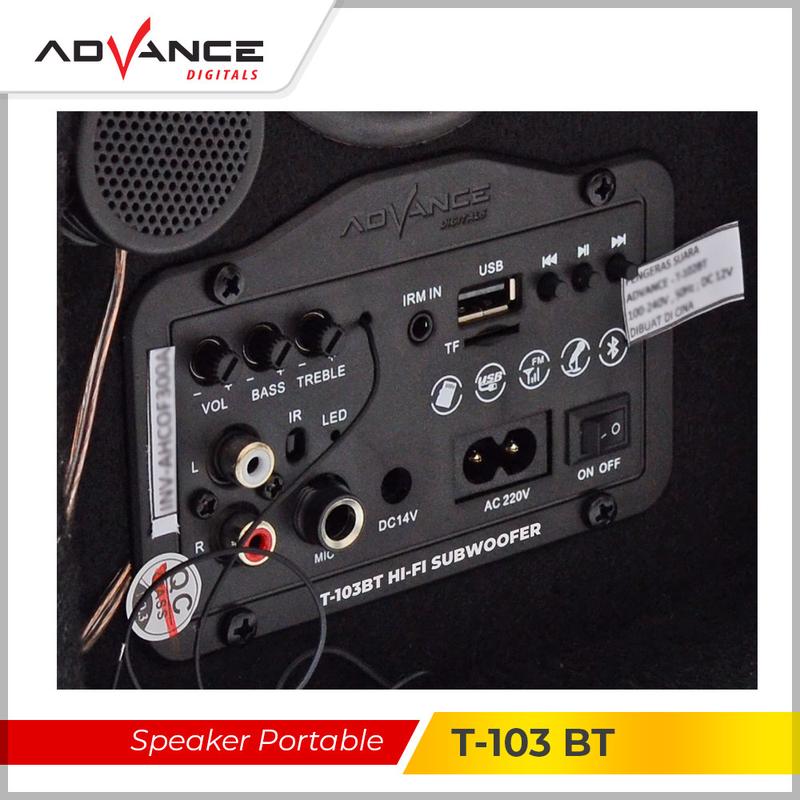 Advance 8" Subwoofer Bluetooth Speaker Super Bass Speaker Karaoke T103 BT | Garansi Resmi Advance 1 Tahun Speakers Wireless - 4