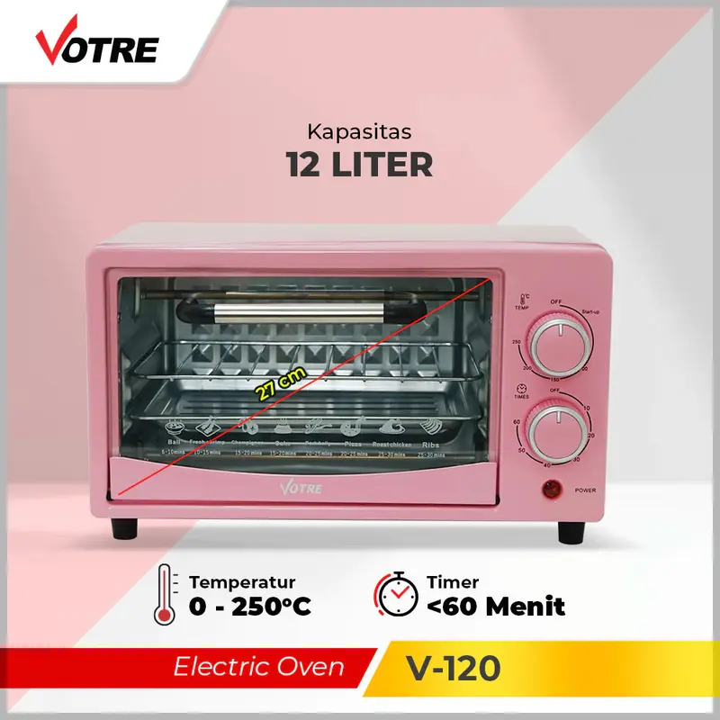 Votre V-120 Oven Listrik Murah 12 Liter 2 Element 400watt By Advance Digitals - 1