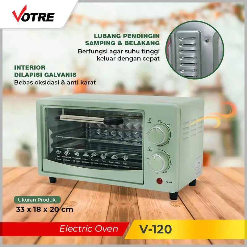 Votre V-120 Oven Listrik Murah 12 Liter 2 Element 400watt By Advance Digitals - 2