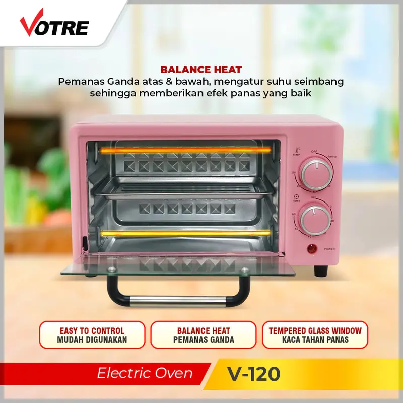 Votre V-120 Oven Listrik Murah 12 Liter 2 Element 400watt By Advance Digitals - 3