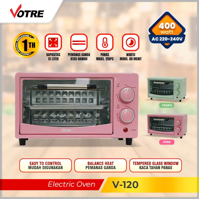 Votre V-120 Oven Listrik Murah 12 Liter 2 Element 400watt By Advance Digitals - 4