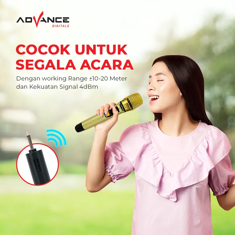 Advance MIC101 PRO Profesional Microphone Wireless Bisa Dicharger Frekuensi UHF Garansi Resmi 1 Tahun Mic Mikrofon - 4