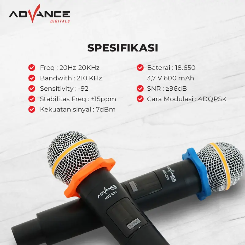 Advance Microphone Mic-205 Dual Microphone Anti Noise Bergaransi Resmi 1 Tahun - 2