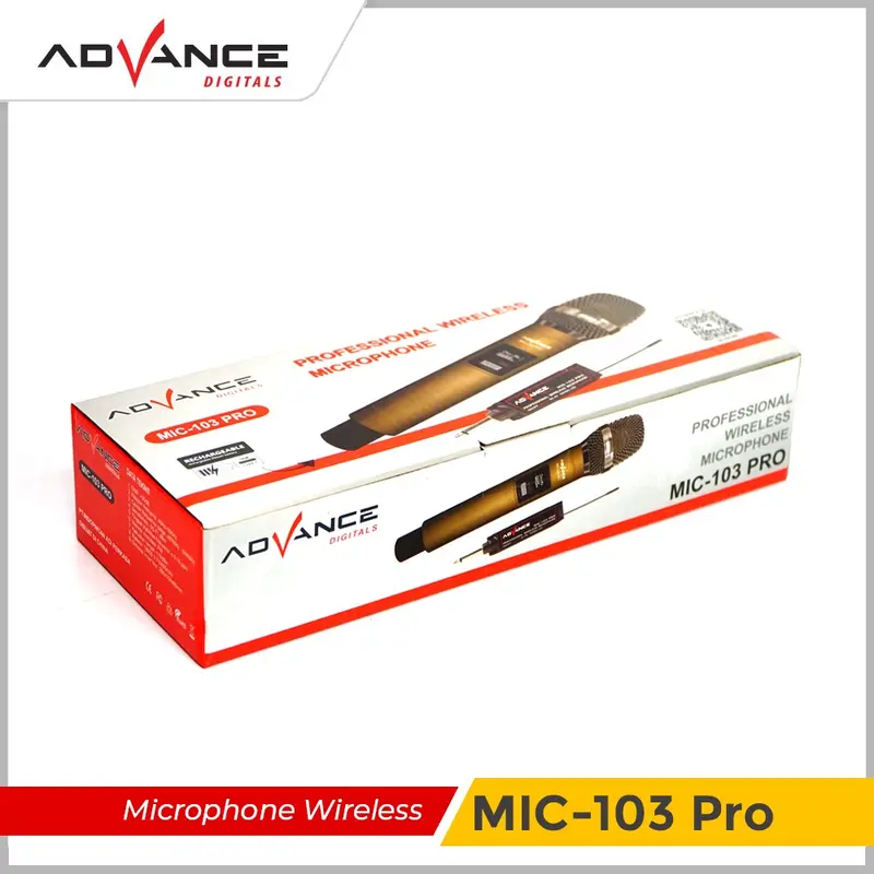 Advance Mic-103 Pro Microphone Wireless Bahan Metal Jarak 50 Meter - Garansi Resmi - 1