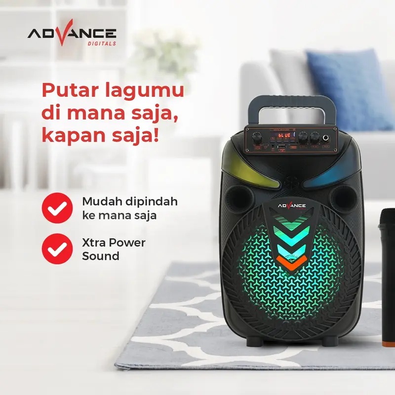 Advance S80 Speaker Portable Bluetooth FREE 1 Microphone Wireless Extra Power Sound Garansi 1 Tahun - 3