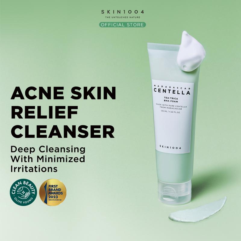 SKIN1004 Madagascar Centella Tea-Trica BHA Foam 125ml Perawatan Wajah Berjerawat Berminyak Membersihkan Kotoran Bruntusan