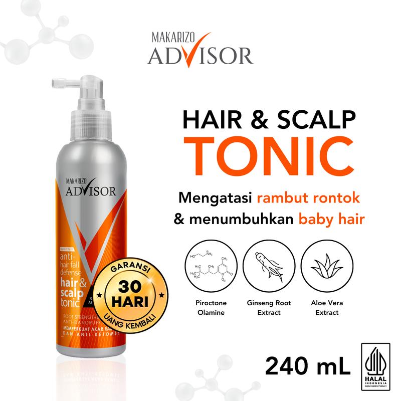 Makarizo Advisor Hair & Scalp Tonic 240mL - 2 in 1 Untuk Rambut Rontok dan Ketombe / Memperkuat Akar Rambut