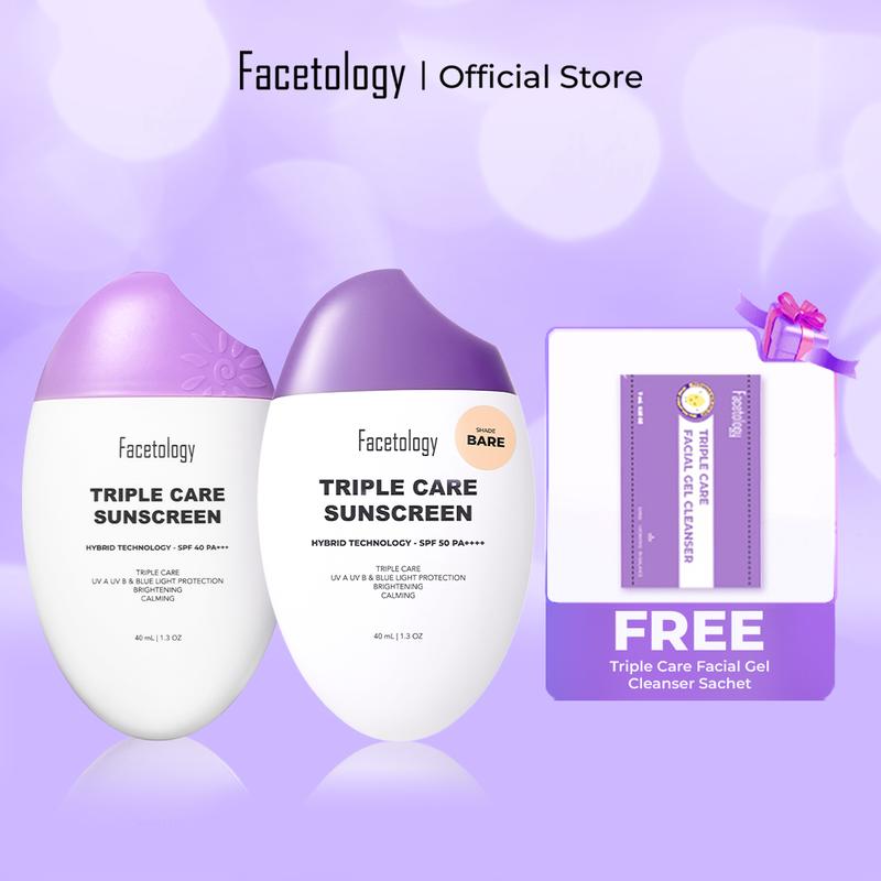 [MURCE POLL] Facetology [SPF ASLI DI UJI INVIVO INVITRO] Triple Care Sunscreen SPF 40 PA+++ 40ML