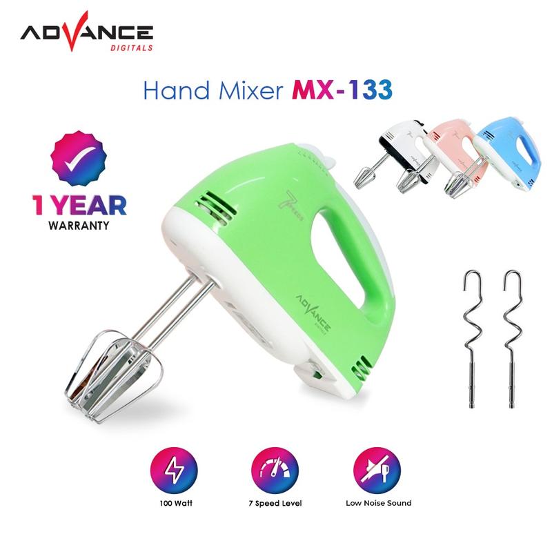Hand Mixer Advance MX133 Alat Pengocok Telor Pengaduk Adonan dengan 7 Kecepatan Otomatis Garansi Resmi Advance 1 Tahun