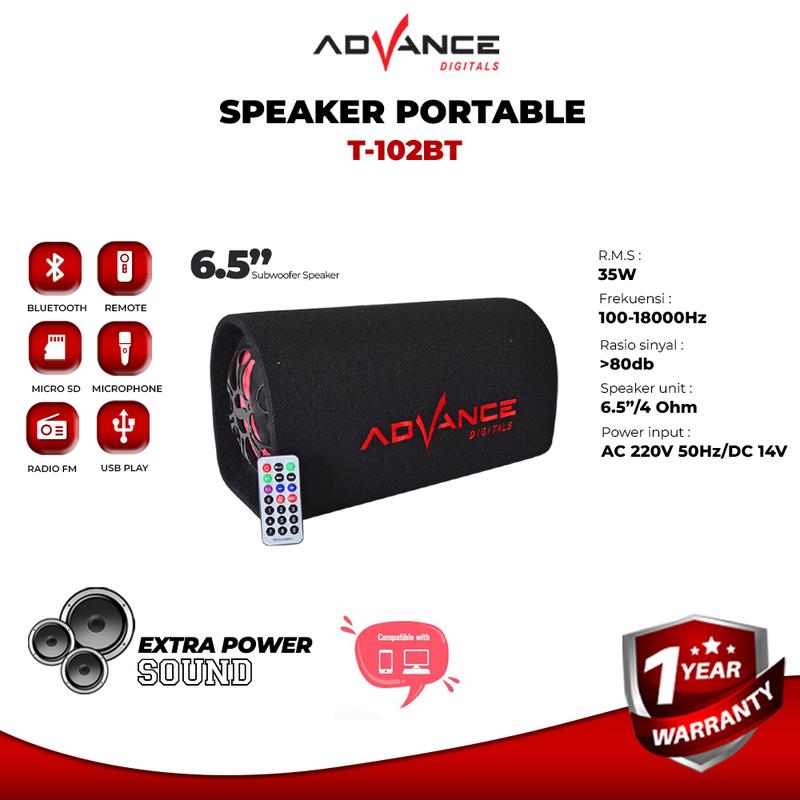 Advance T102 BT - Multimedia Speaker with Subwoofer System + Bluetooth | Garansi Resmi Advance Speakers Bass
