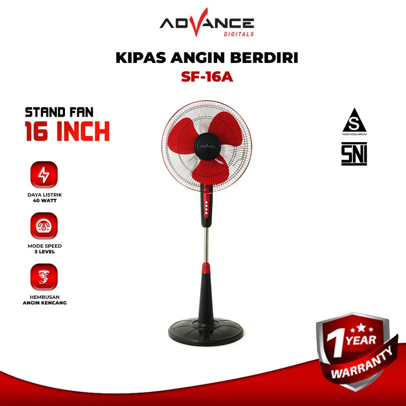Advance SF-16A Kipas Angin 16" Berdiri Stand Fan Votre Garansi Resmi 1 Tahun