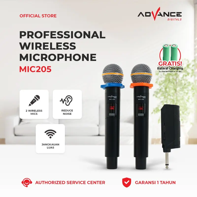 Advance Microphone Mic-205 Dual Microphone Anti Noise Bergaransi Resmi 1 Tahun