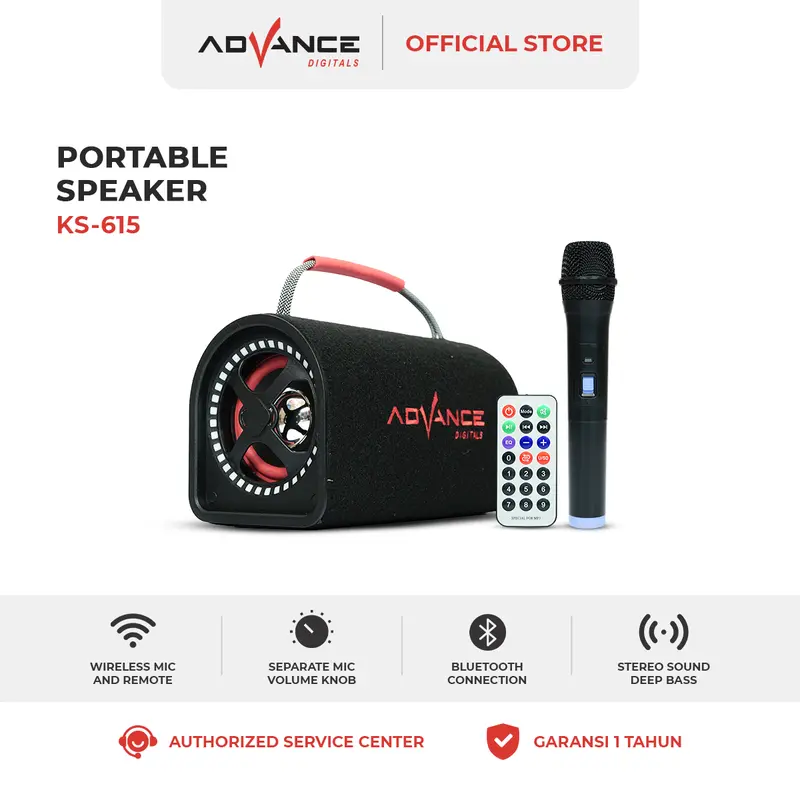 Advance KS-615 Speaker Bluetooth Portable 4 inch Free 1 Microphone Wireless