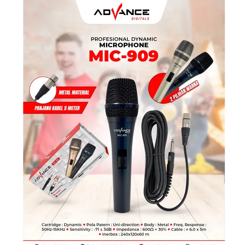 Microphone Professional Dynamic Kabel Mic-909 Garansi Resmi 1 Tahun