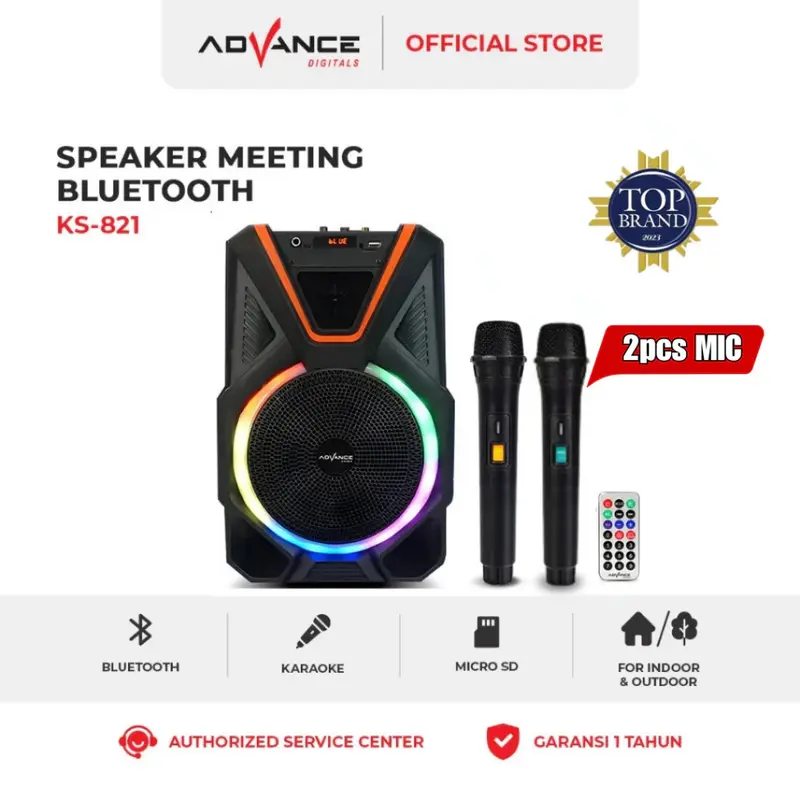 Advance KS821 Speaker Meeting Bluetooth Salon Aktif 8" Gratis 2 Microphone Wireless